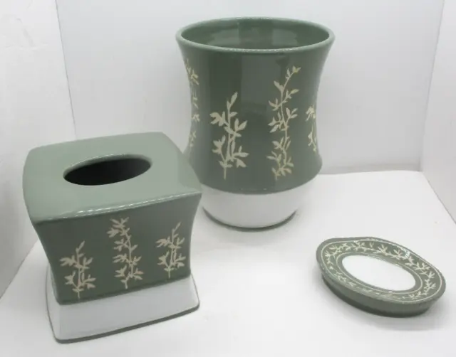 WAMSUTTA "SILHOUETTE" Green Porcelain Bathroom Set