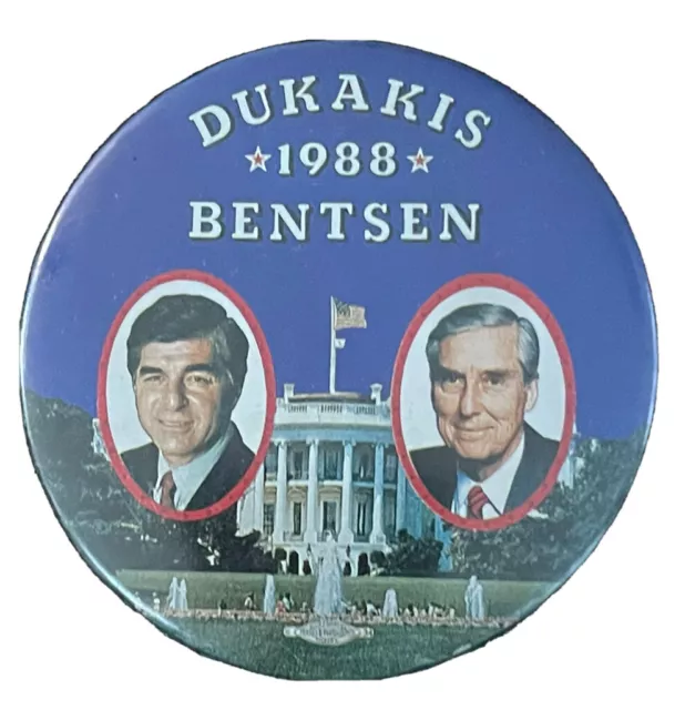 Greek Mike Dukakis Lloyd Bentsen 56mm Pin 1988 Campaign Button Democrat Michael