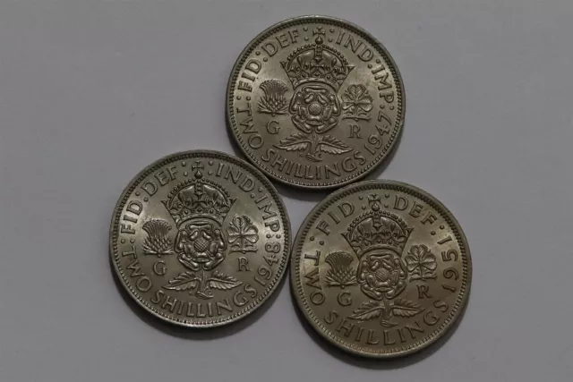 🧭 🇬🇧 Uk Gb Florins 1947/1948/1951 High Grade B63 #11 Eee27