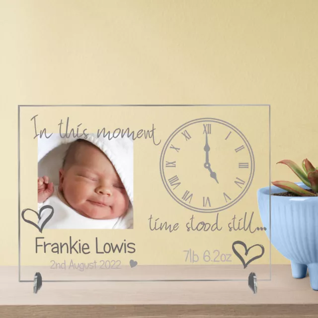 Cute Personalised New Baby Gift Keepsake Photo In This Moment Time Stood Still