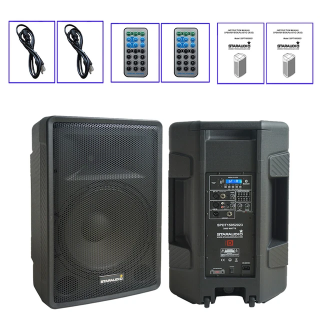 PAIR 15& DJ Active PA Powered Speakers SD USB TWS Stage KTV 2Way