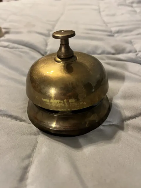 Vintage Brass Front Desk Bell Rings Works Fine Rare