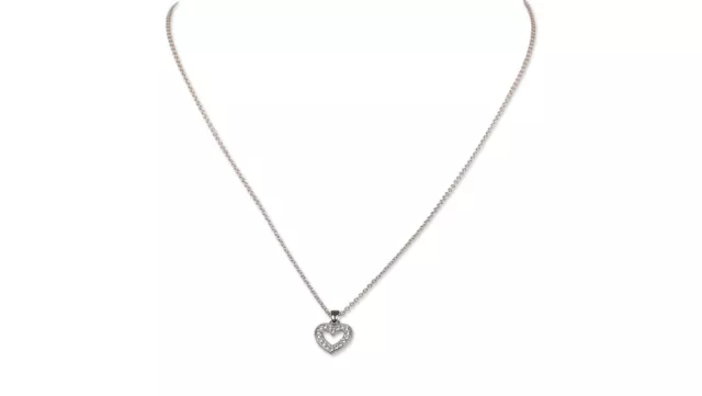 Nadri 302257 Womens Silver Pave Open Heart Pendant Necklace