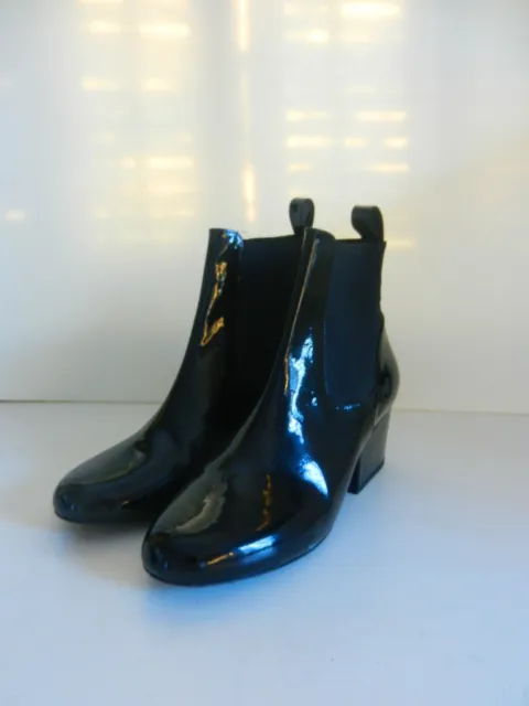 Robert Clergerie Paris women's black patent leather ankle boots, Size: 38.5