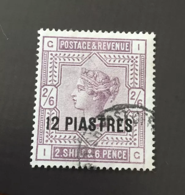 British Levant 1885-88 SG3a 12pi on 2/6d Lilac Fine Used Example
