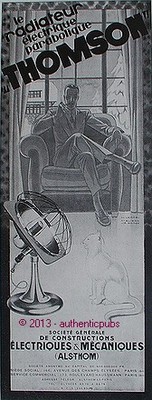ALSTHOM PUBLICITE 1936 VENTILATEURS THOMSON 