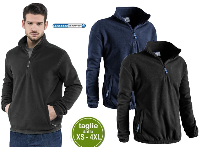 Felpa in Pile da Lavoro Mezza Zip Sport Sci Montagna Inverno Neve Freddo SC