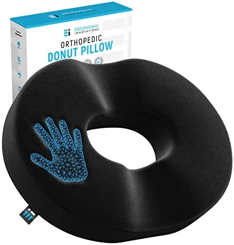 Tailbone & Hemorrhoid Relief Donut Pillow For Home/Office Chairs, Men & Women.