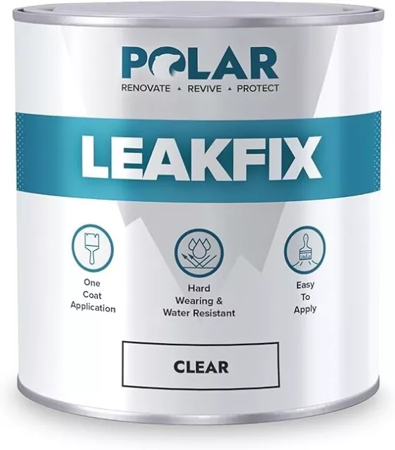 Polar Premium Leak Seal Clear Paint - 1 Litre - Instant Waterproof Roof Sealant