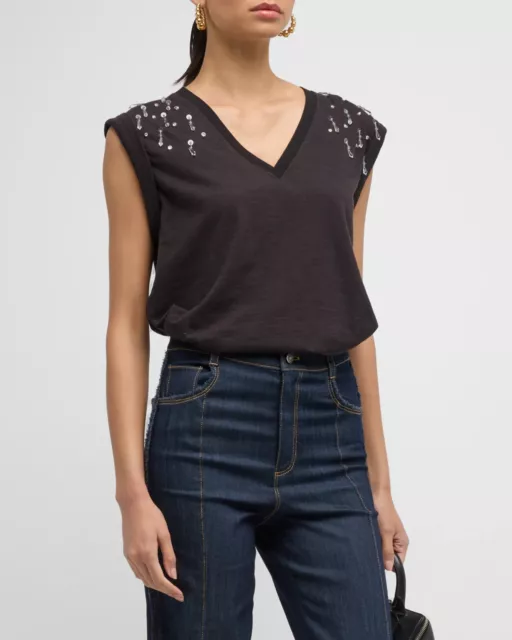 Cinq A Sept Bella Crystal Silk Tee  ($250) w/tax (Medium)