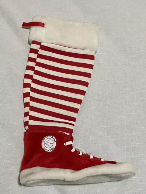 Rennoc Santa's Best Hightop Sneaker Red White Candy Cane Striped Stocking