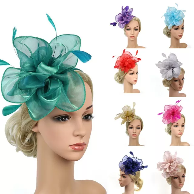 Feather Flower Headband Alice Band Elegant Fascinator Womens Wedding Party Decor