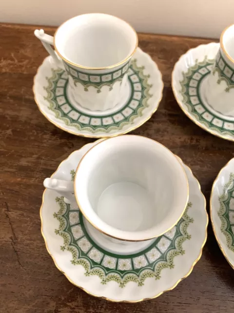 porcelaine Rheinpfalz Service cafe 6 tasses et sous tasses Allemagne . Vert.