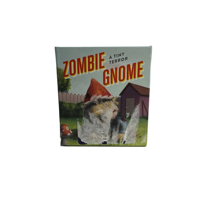 Zombie Garden Gnome Tiny 3 inches Potted Plant 2-sided backdrop NEW/sticker Tape