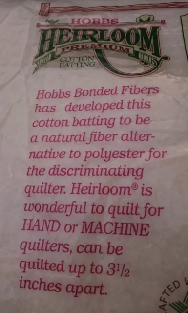 Hobbs Heirloom Premium Cotton Batting/Wadding Twin Size (72" x 90") 3