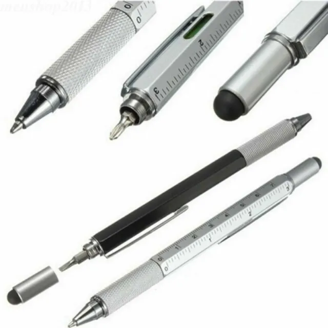 6 in 1 Touch Screen Stylus Ballpoint Pen with Level Ruler Screwdriver Multi-tool