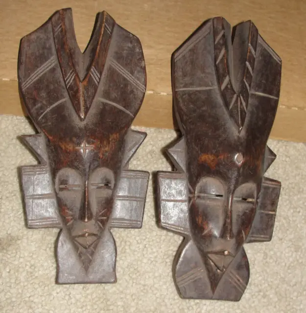 African Senufo Kpelie Beard Passport Mask Carved V Headdress Baule Cote D'Ivoire