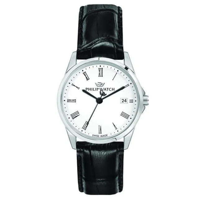 Philip Watch Orologio donna Capetown classico quadrante bianco cinturino nero