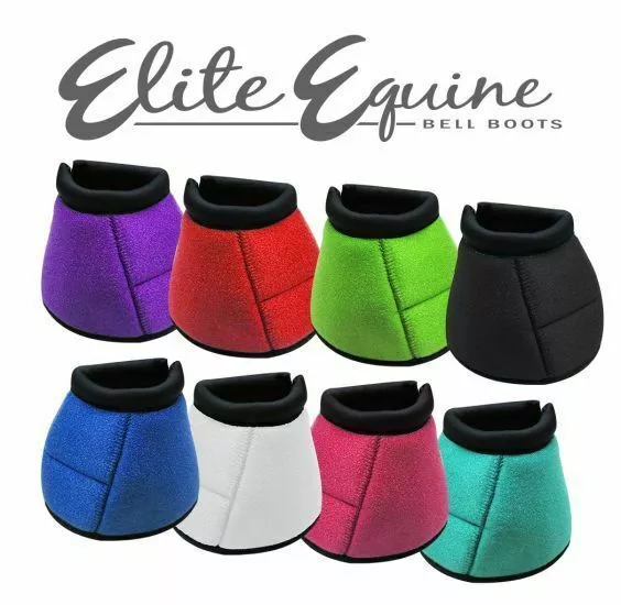 Showman ELITE EQUINE No Turn BELL BOOTS Quick Grip Durable Neoprene Horse Size