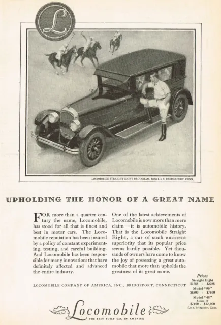 1926 Vintage Locomobile Straight Eight 8 Brougham Car Automobile Art Print Ad