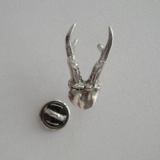 Brosche Pin Hirsch Geweih Gehörnplatte Jagd Trachten Jäger antik Silber 925/-