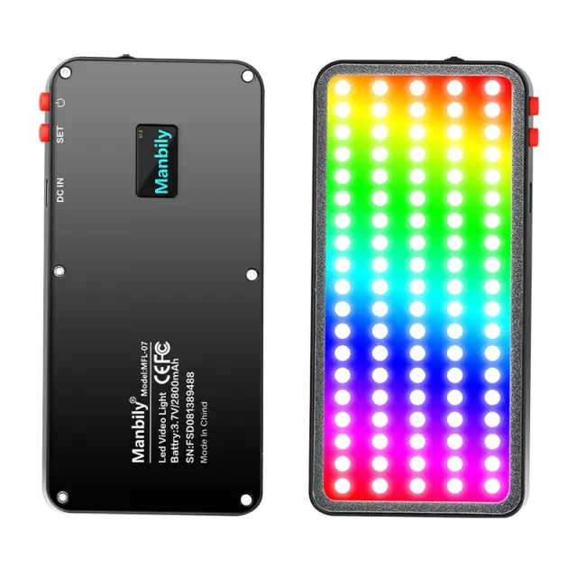Manbily MFL-07 RGB LED Video Light Fill Light 8W Dimmable 3000K-6500K OLED Scree
