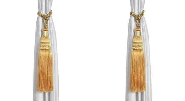Beautiful Polyester Tassel Rope Curtain Tieback color Golden Lace set of 2 Pcs 2
