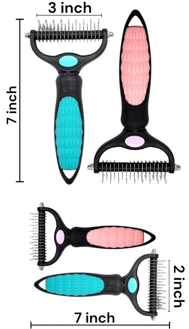 Grooming Tool 2 Sided Undercoat Rake for Pet Cats & Dogs Safe Dematting Comb