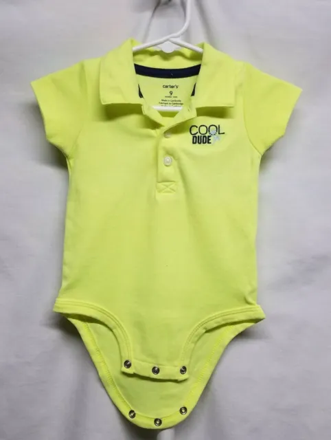 Carter's Baby Boy's Polo Short Sleeve One Piece Bodysuit Size 9 Months Cool Dude