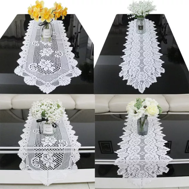 13"x45" White Vintage Embroidered Lace Table Runner Doily Wedding Party Decor