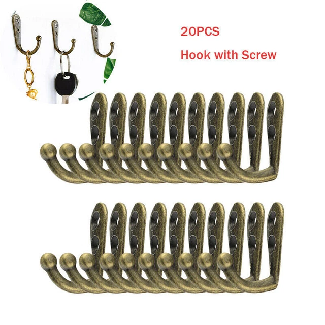 40Pcs Metal Wall Door Hooks Small Hanger Hat Coat Clothes Bag Towel Hanging Hook