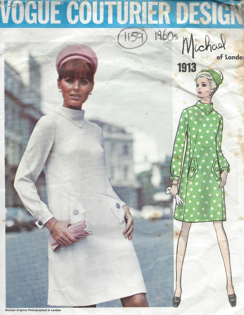 Patron De Couture VOGUE Vintage 1977, Modèle 9688 - Robe Et Ceinture, Taille B32 1/2"