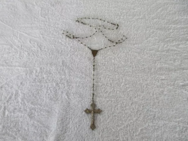 Rosary Crucifix [CLEAR CRYSTAL] Beads ~Catholic Prayer  18" Necklace !