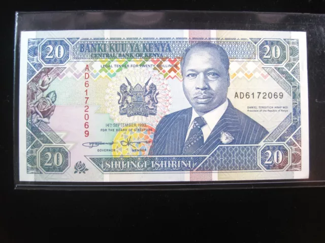 KENYA 20 Shillings 1993 P31 Moi Nairobi Central Bank Banki Kuu 2069# Paper Money