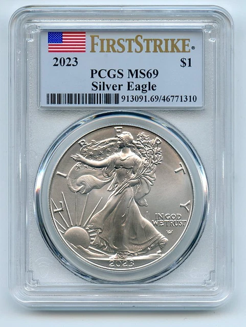 2023 $1 American Silver Eagle 1oz PCGS MS69 First Strike