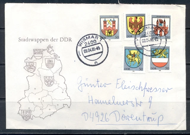 DDR 1985  Mich Nr. 293438  Stadtwappen  Satzbrief Ersttag-Ortsstempel