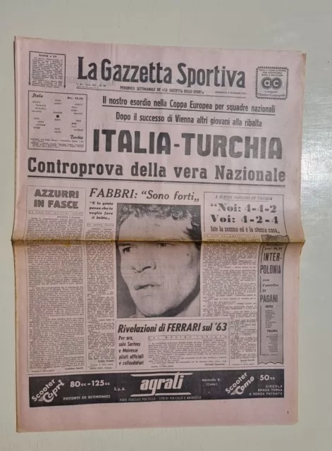 Journal Screen Sport 2 December 1962 Italia-Turchia Inter-Polonia Surtees