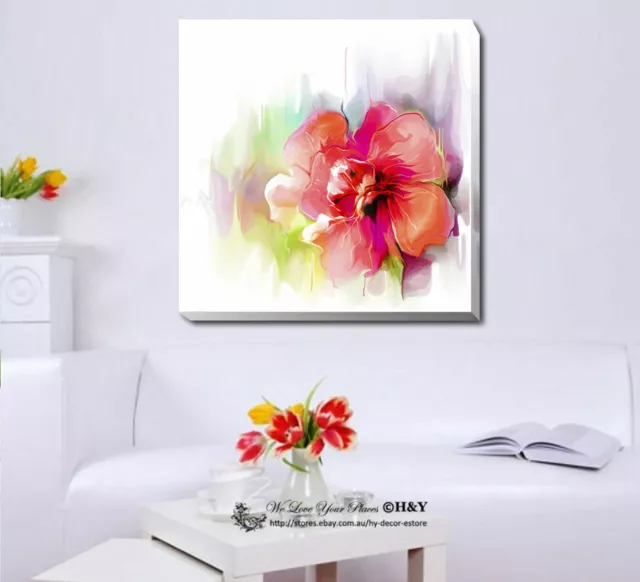 Flowers Watercolour Stretched Canvas Print Framed Wall Art Home Decor Painting