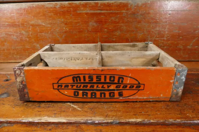 Vintage 1950s Hires Root Beer Mission Orange Soda Wood Bottle Crate Mankato MN