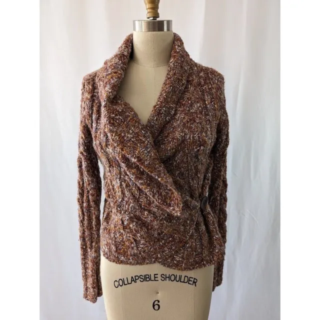 Women's Free People Cable Knit Wrap Sweater Size Medium Chunky Wool Cardigan