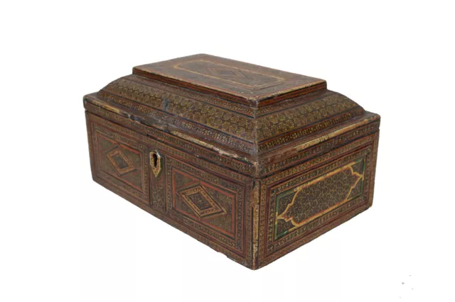 Antike  islamic Khatamkari Einlegearbeit Kasten Marquetry Box, 19. Jh. -A