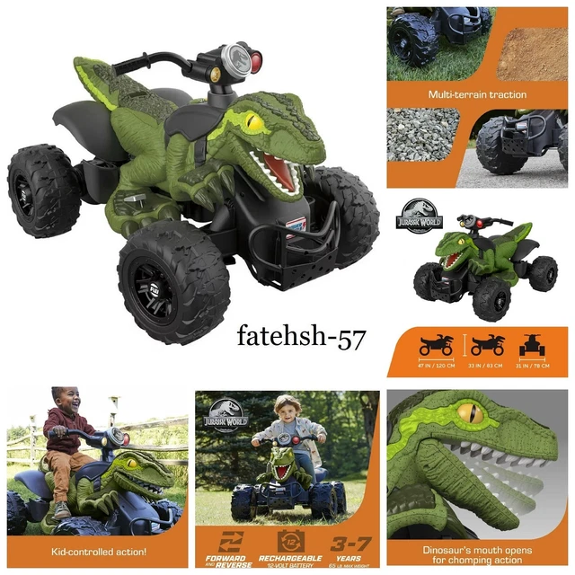 POWER WHEELS JURASSIC World Dino Racer BatteryPowered RideOn 12V