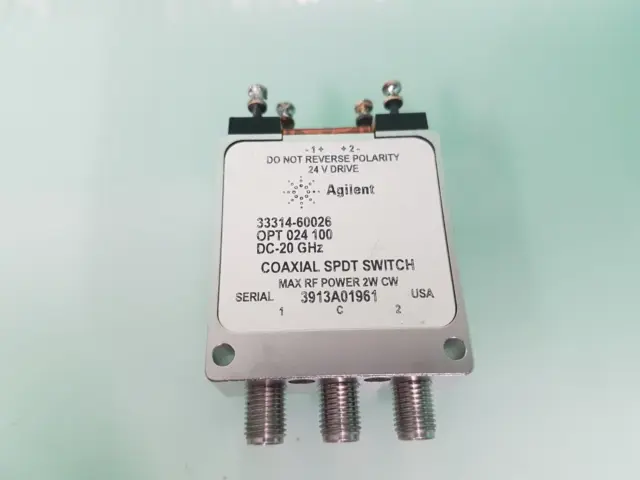Coaxial Switch SPDT, Agilent 33314-60026 HP 8765B, DC - 20 GHz 24 Volt