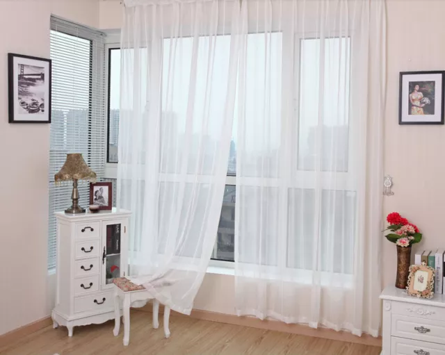 New Sheer White Voile Window Curtain Scarf Panel Set Curtain Extra Wide Long 1pc