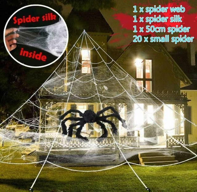 LARGE HALLOWEEN SPIDER /Web Haunted House Prop Indoor Outdoor Party