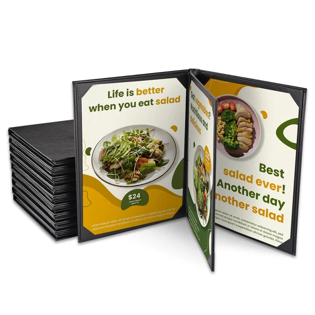 Yescom 10 Packs Menu Covers 8.5"x11" 4 View Leather Faux Cafe Restaurant Bars