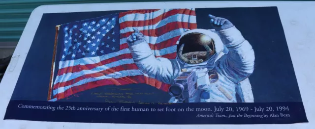 Nasa Apollo 12 Astronaut Alan Bean Signed 25Th Anniversary Moon Landing Poster