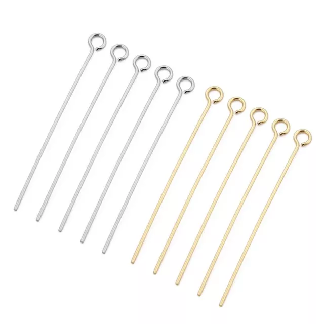 Eye Pin Jewelry Making Tools Supplies Stainless Loop Eyepin DIY Earrings 100Pcs