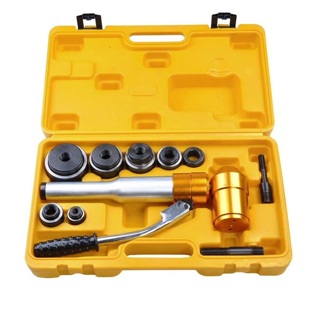 Hydraulic Knockout Punch Driver Kit 6 Ton 6 Dies Hand Pump Hole Tool 11-gauge