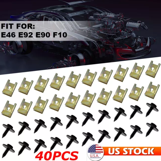 40 Pcs Chassis Engine Guard Metal Screw U-shape Clip For BMW E31 E46 E92 E90 F10